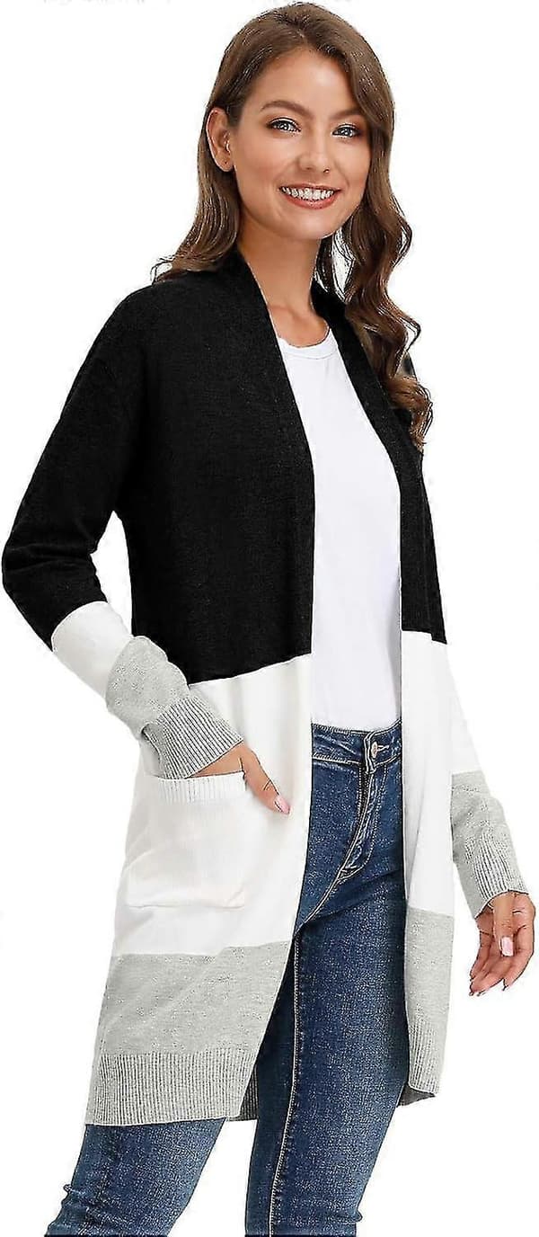 Damkofta Stickad Jacka Black White  Gray L