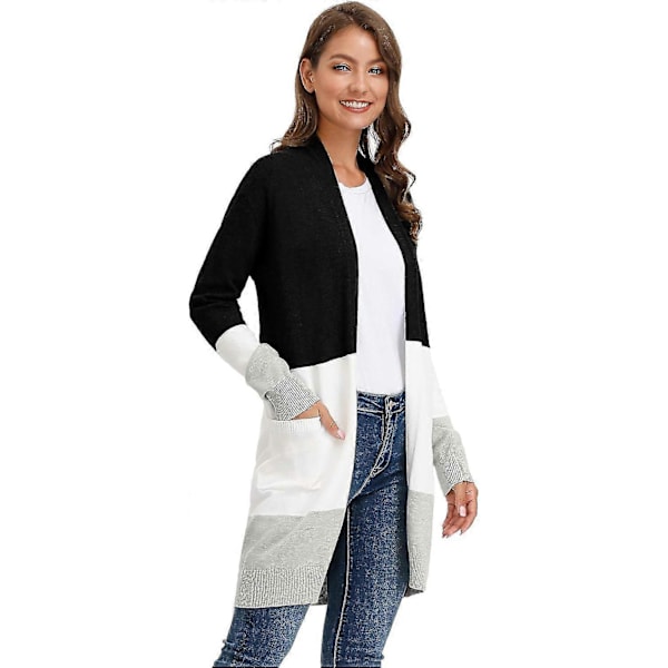 Damkofta Stickad Jacka Navy White Block L