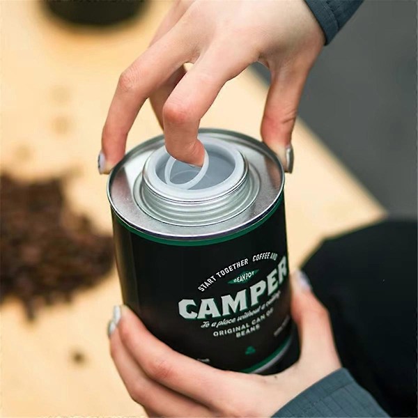 Kaffebönförvaringsburk - Portabel, livsmedelsgodkänd, förvaringstank i bleckplåt, fräschörbevarande ventilerande plåtlåda för camping & hem A
