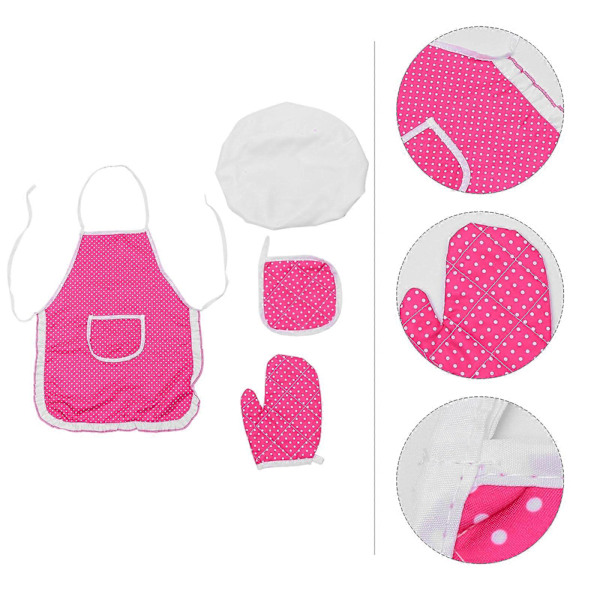 1 Set Barn Leker I Varje Kök Leksak Flicka Bakförkläde Hatt Handske Matta Kit