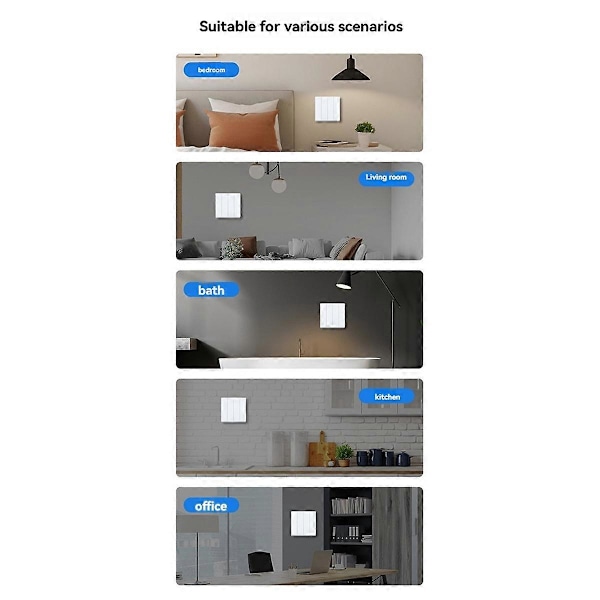Tuya ZigBee 4-Vägs Smart Strömbrytare Enkel Nolla Fas Universal 86 Typ A