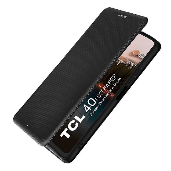 Tcl 40 Nxtpaper -nahkakotelo, jossa korttipaikat, puhelinkotelo magneettisella sulkimella Black