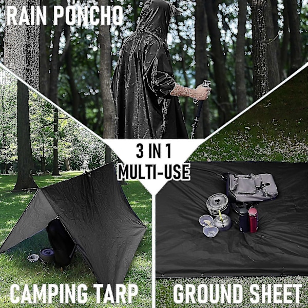 Sotilastyylinen Poncho Monikäyttöinen Rip Stop Sadeponcho Hupullinen Vedenpitävä Sadetakki Ulkoiluun (1 kpl) orange