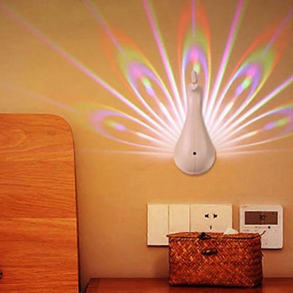 Påfåglar Vägglampa, Fjärrkontroll Påfåglar Projektion Bordslampa, 7 Färgers Justering Påfåglar Projektion Atmosfärlampa