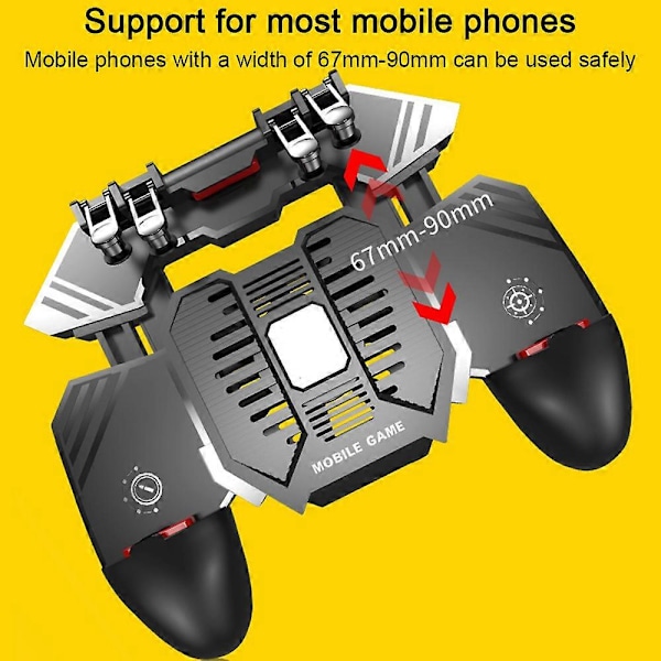 Triggers 6 Fingrar Mobilspelskontroll Shooter Trigger Kylfläkt Powerbank Speljoystick 3 I 1-4000mAh-