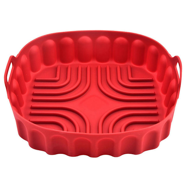 Airfryerform Non-Stick Livsmedelsgodkänd Jämn Uppvärmning Airfryer Silikonkruka Köksartiklar Red L