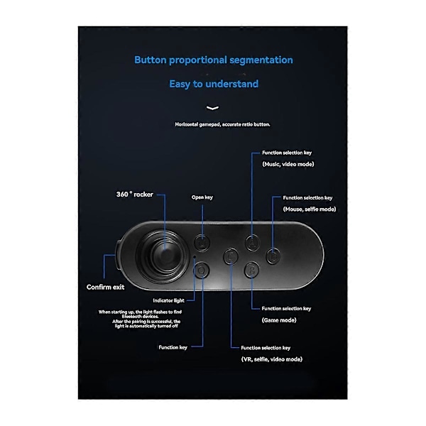 Bluetooth Trådlös VR Fjärrkontroll Spelkontroll svart