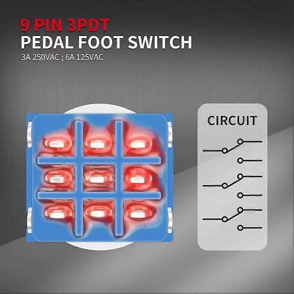 20 st Momentan Gitarr Effektpedal 3PDT Fotpedal 9 Pin Låsande Stomp Tryckknapp Fotbrytare True Bypass Lödkontakt