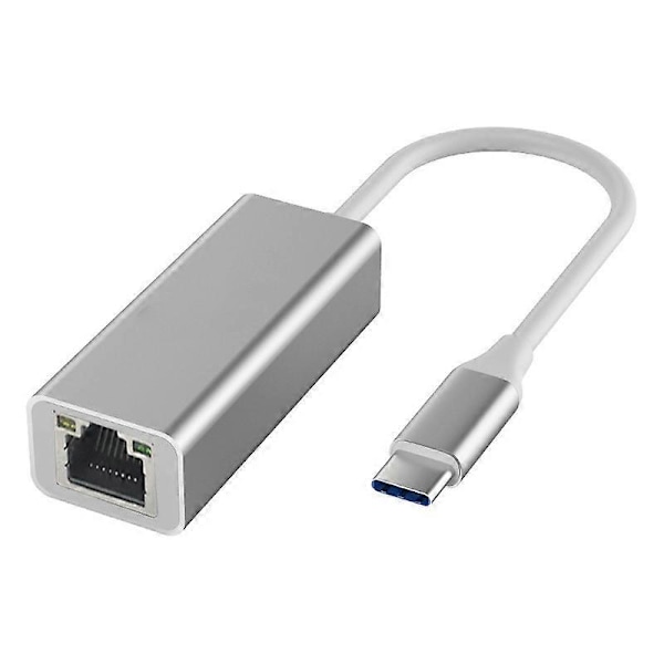 Type-C till RJ45 Ethernet Kabelansluten LAN-adapter 100/1000Mbps (Silver Type C Gigabit)