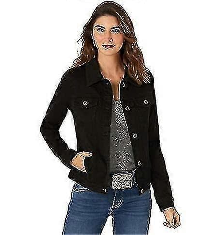 Stretchjeansjacka för dam, Jeansjacka, Knäppbar jeansjacka Black 2XL