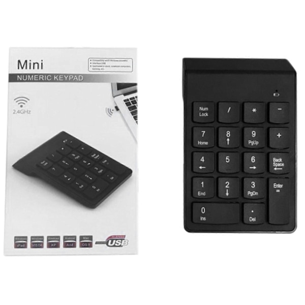 Trådlöst 2.4 Numeriskt Tangentbord 18-Tangenters Bluetooth Mini för Kontorsarbetare