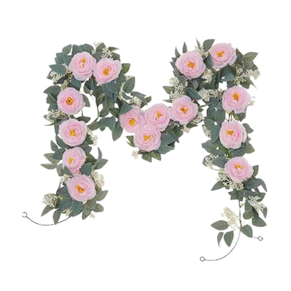1 stk./2 stk. kunstig blomsterranke 2 m rosenbladranke guirlande med 8 kameliablomster simuleret kameliablomststreng til fest bryllup væg Pink 2pcs