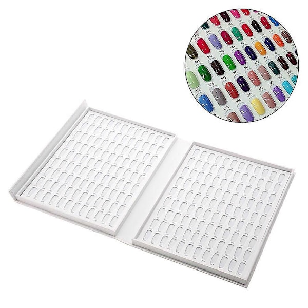 216 Nagel Färger Karta Display, Nagel Gel Display Bok med 216 Falska Nagel Tips, Salong Nagel Färgprover Nagel Övningskort-Vit