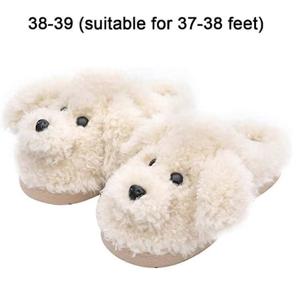 Dam Söta Nalle Djurtofflor Hustomtar Varma Memory Foam Bomull Mysiga Mjuka Fleece Plysch Hemtofflor Inomhus Utomhus-Beige-37-38