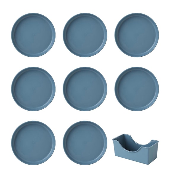 8 st Lätta Plasttallrikar Okrossbara Återanvändbara Mattallrikar Diskmaskinsäkra Färgglada Tallrikar för Kök Vardag Campingtallrikar Blue Round