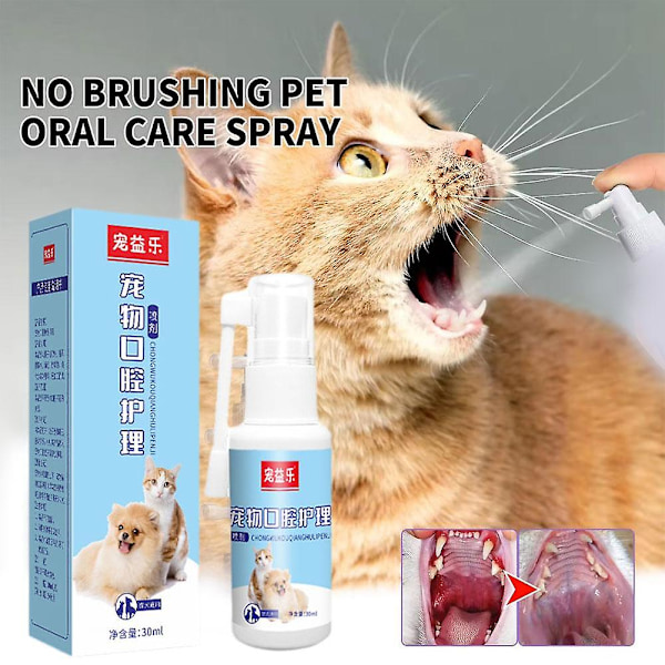 Tandsrengöringsspray för katter och hundar för att ta bort tandfläckar och dålig andedräkt