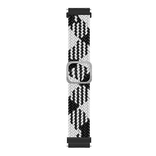 Urrem Elastisk Justerbar Nylon Flettet 20mm/22mm Armbånd Håndledsrem Udskiftning Kompatibel Samsung Black White 22 mm