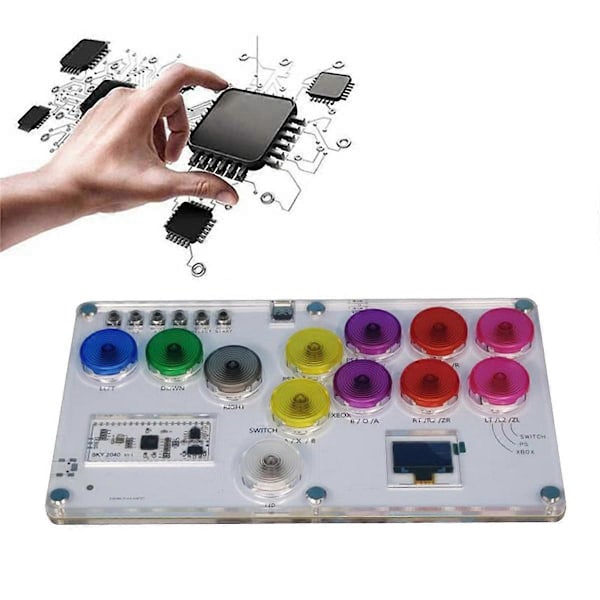 RP2040 Fighting Keyboard+12PCS Tangenter för Joystick 6 Tekken Spel Täckt Punk B