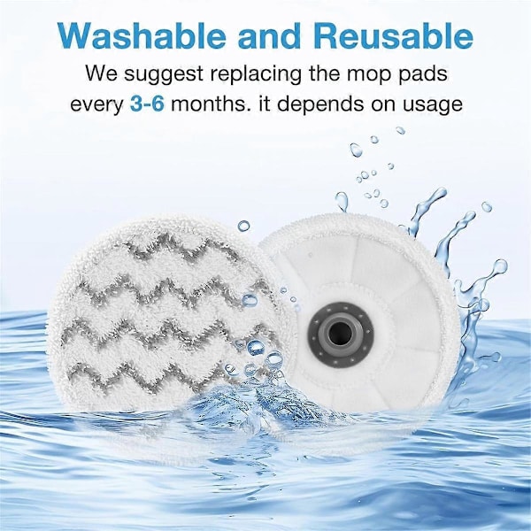 Ersättningsmoppdynor för roterande mopp för Spin-Wave 3897A SmartSteam skrubbande ångmopp, moppdynor 12-pack