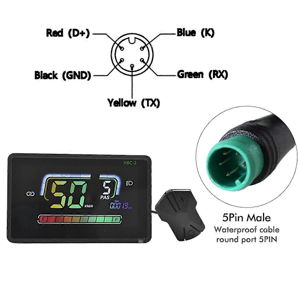H6C-2 E-Bike Bluetooth LCD Display Mätare Scooter Hastighetsmätare 5PIN