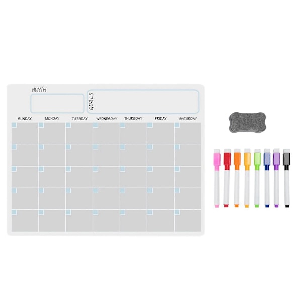 A3 Magnetisk Whiteboard Torr Radering Kalender Set för Kylskåp 17X12 tum