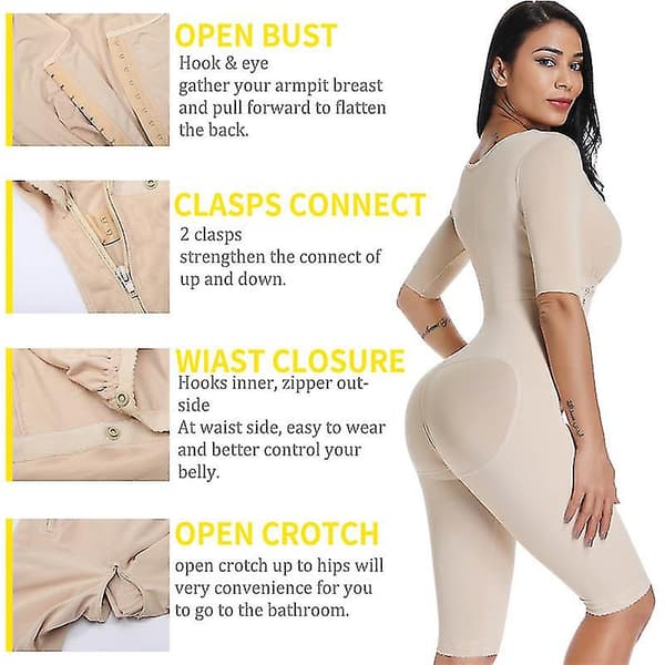 Formande Bodysuit för Kvinnor, Kompressionsplagg efter Operation, Fast Kontroll, Midjetränare, Bantningsunderkläder Black 2XL