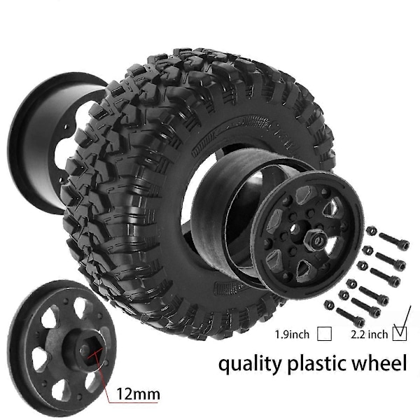 Rengassarja 1/10 RC Crawler -autoille Axial SCX10 Wraith RR10 Capra, valkoinen