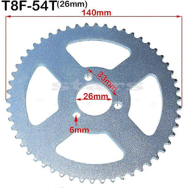 38t/44t 54t 64t 74t T8f 54/26/29/35mm Bakre Kedjehjul Mini Moto Atv Quad Dirt Pit Pocket Bike Cross 47cc 49cc Delar T8F 88 links