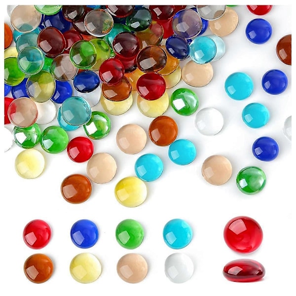 Mini Glassten, blandede farver Mancala sten flad bund marmorperler til hjem dekorativ kunst håndværk vasefyld