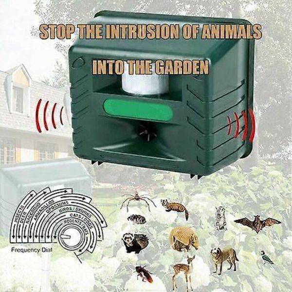 TCGG-Exteriör Ultraljud Fågelavvisare, Avvisare för Utomhusfåglar, Ultraljud Djuravvisare med Rörelsesensor och Blixt för Bortstötning