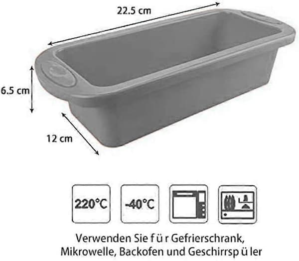 Rektangulära Bakformar i Silikon för Bröd och Kakor, Non-Stick, 27 x 13 x 6,5 cm Röd - Grå
