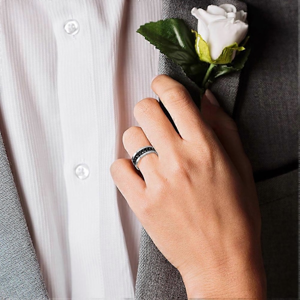 Enkel Ring Delikat Fingerring Rostfritt Stål Smycken Kreativ Ring Mode Fingerring för Man Pojke Hane (Svart Med Låda Storlek 10)