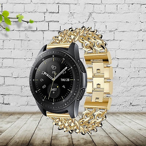 Kellon ranneke Cowboy-ketju ruostumattomasta teräksestä 20mm/22mm ranneke kellon rannekoru Yhteensopiva Samsung Galaxy Watch 3/4/Yhteensopiva Amazfit GTR/Pace Black 22 mm