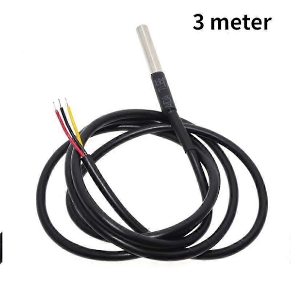 DS18B20 Rostfritt Stål Paket 1 Meter 2 Meter 3 Meter 5 Meter Vattentät 18b20 Kabel Probe Temperatursensor 3m