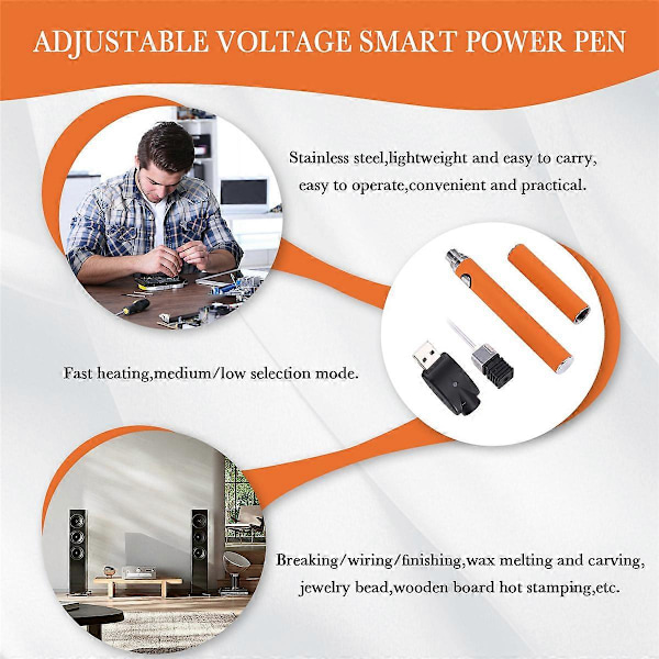 510 Gäng Batteri Cart Penna Justerbar Spänning Smart Power Penna Orange
