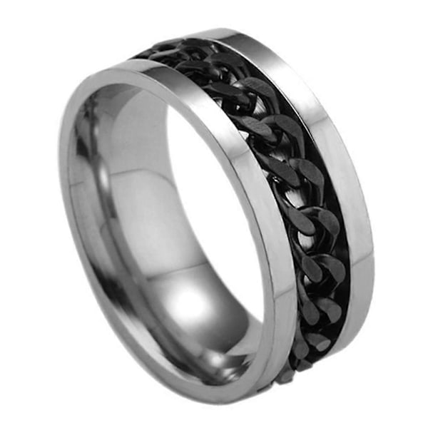 Enkel Ring Delikat Fingerring Rostfritt Stål Smycken Kreativ Ring Mode Fingerring för Man Pojke Hane (Svart Med Låda Storlek 10)