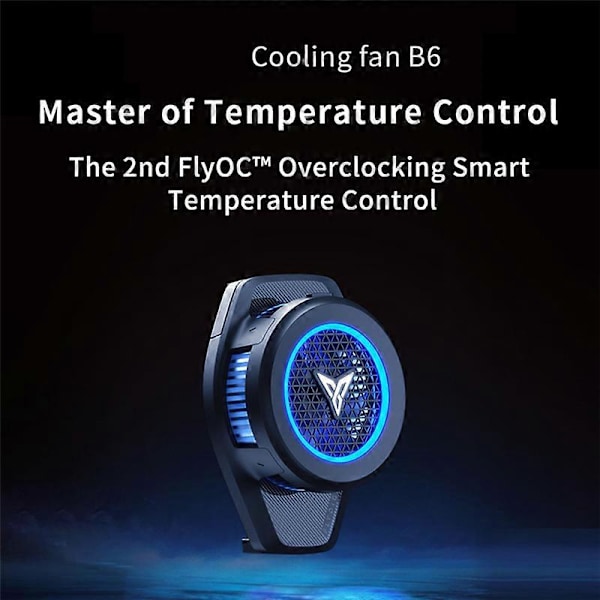 B6 Mobiltelefonkøler, Bærbar Telefonradiator, 20W Intelligent Frekvens Temperaturkontrol Køleventilator til Telefon