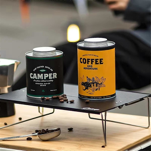 Kaffebönförvaringsburk - Portabel, livsmedelsgodkänd, förvaringstank i bleckplåt, fräschörbevarande ventilerande plåtlåda för camping & hem A