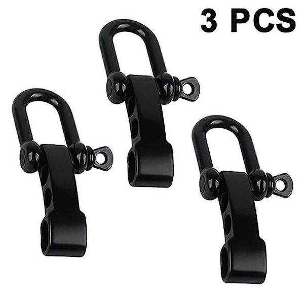 3 Stycken U-formade Spännen Utomhus Paracord Armbands Tillbehör Gun Black Suit
