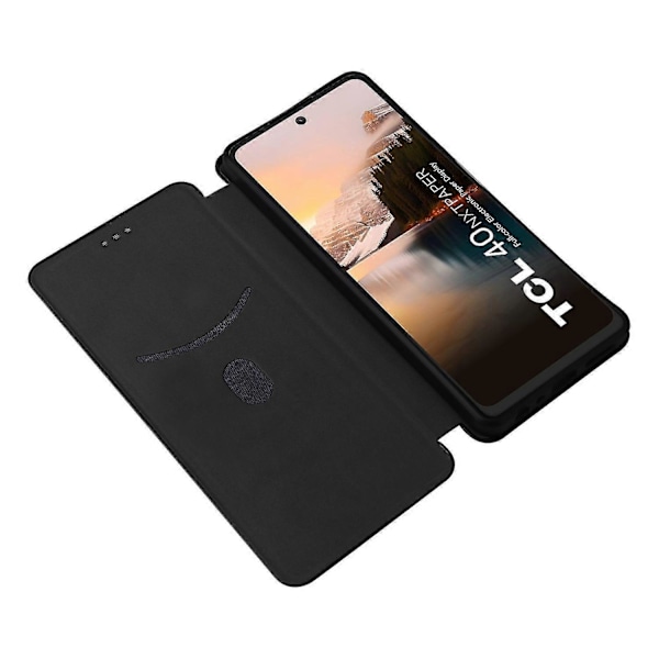 Tcl 40 Nxtpaper -nahkakotelo, jossa korttipaikat, puhelinkotelo magneettisella sulkimella Black