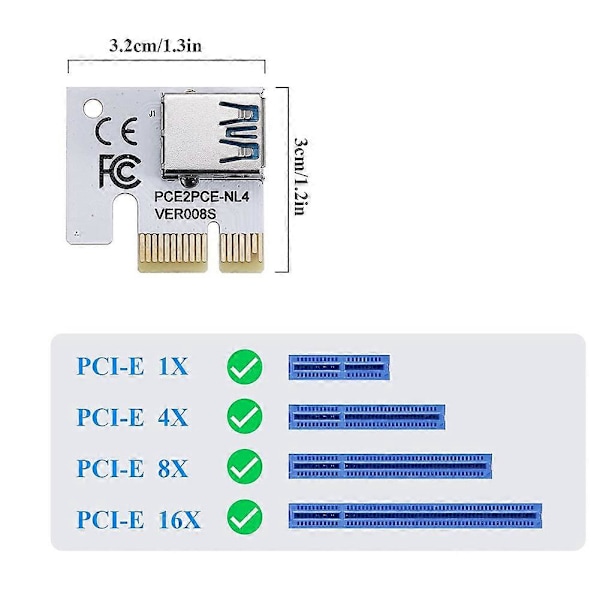 PCI-E 1X Adapterkort, PCI-Express X1-plats (VER008S, 5-pack)