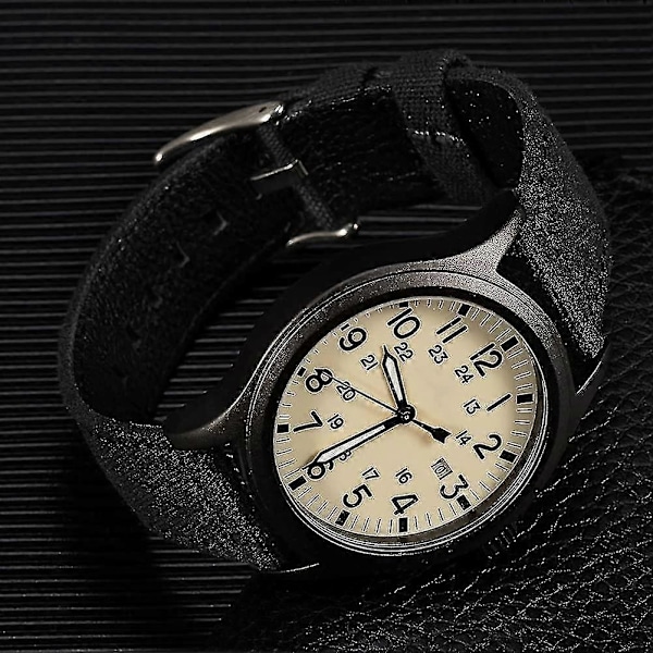 Klockarmband i canvasläder för män, canvasarmband med snabbkoppling, fler färger