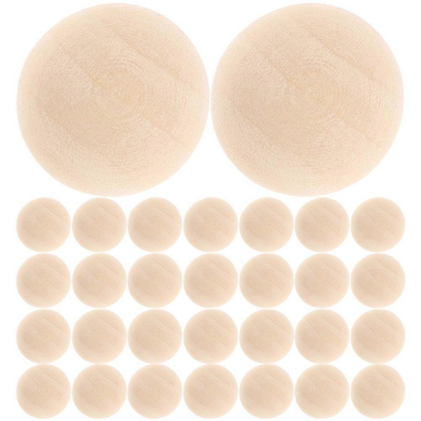 48 st Obehandlade Träpärlor DIY Hantverksmaterial Halva Träpärlor För Hantverk