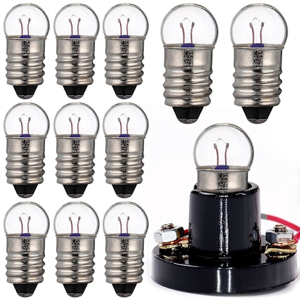 10 st Små Elektriska Ljuspärlor E10 Glödlampor 2.5V 0.3A Fysikexperiment för Studenter Små Glödlampor