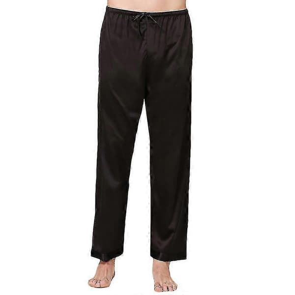 Herr Silke Satin Lång Pyjamas Byxor Underdel Dragsko Pyjamas Sovkläder Nattkläder Byxor Tw Black M