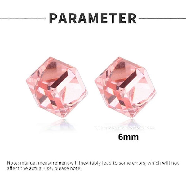 4 par vattenkubmagnet färg diamant vit sten kristall örhängen utan hål - Rosa