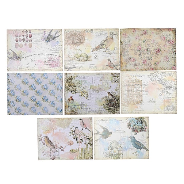 2 Set Dekorativ Bakgrundspapper för Scrapbooking DIY Vintage Engelsk Papper