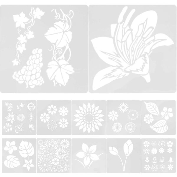 1 Set med DIY Blomsterschablon Skiss Ritningsschablon Högtidlig Delikat Blomsterschablon Hantverksmaterial