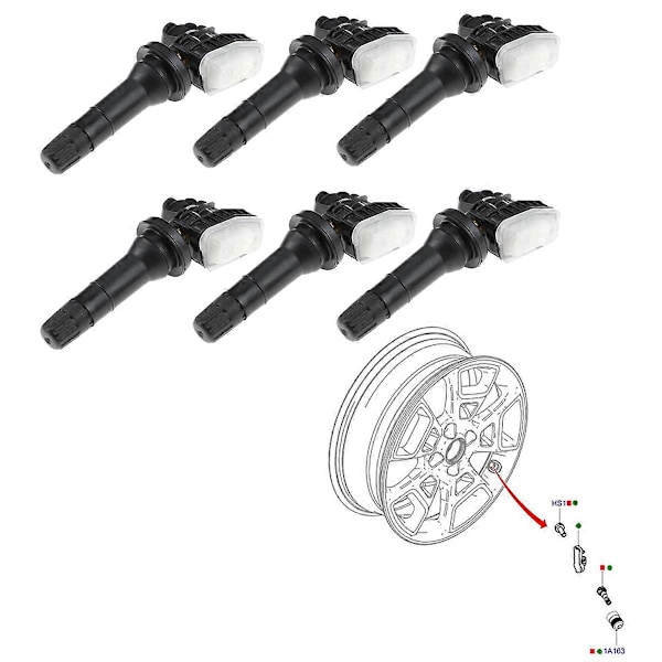 6 st TPMS Däcktryckssensorövervakare för Edge 315MHZ