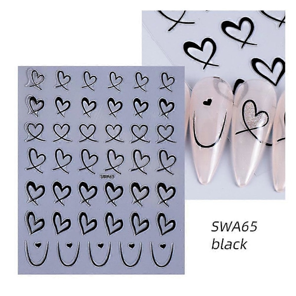 Hjärta Nagelstickers Glitter Leopardtryck Alla Hjärtans Dag Romantisk Nageldekoration C